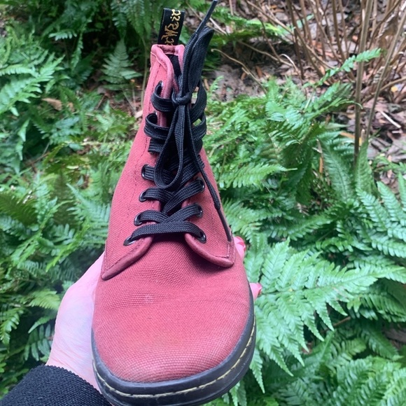 Dr. Marten Maroon Ankle Boots ShoreDitch Canvas Air Wave 6 - Picture 8 of 9